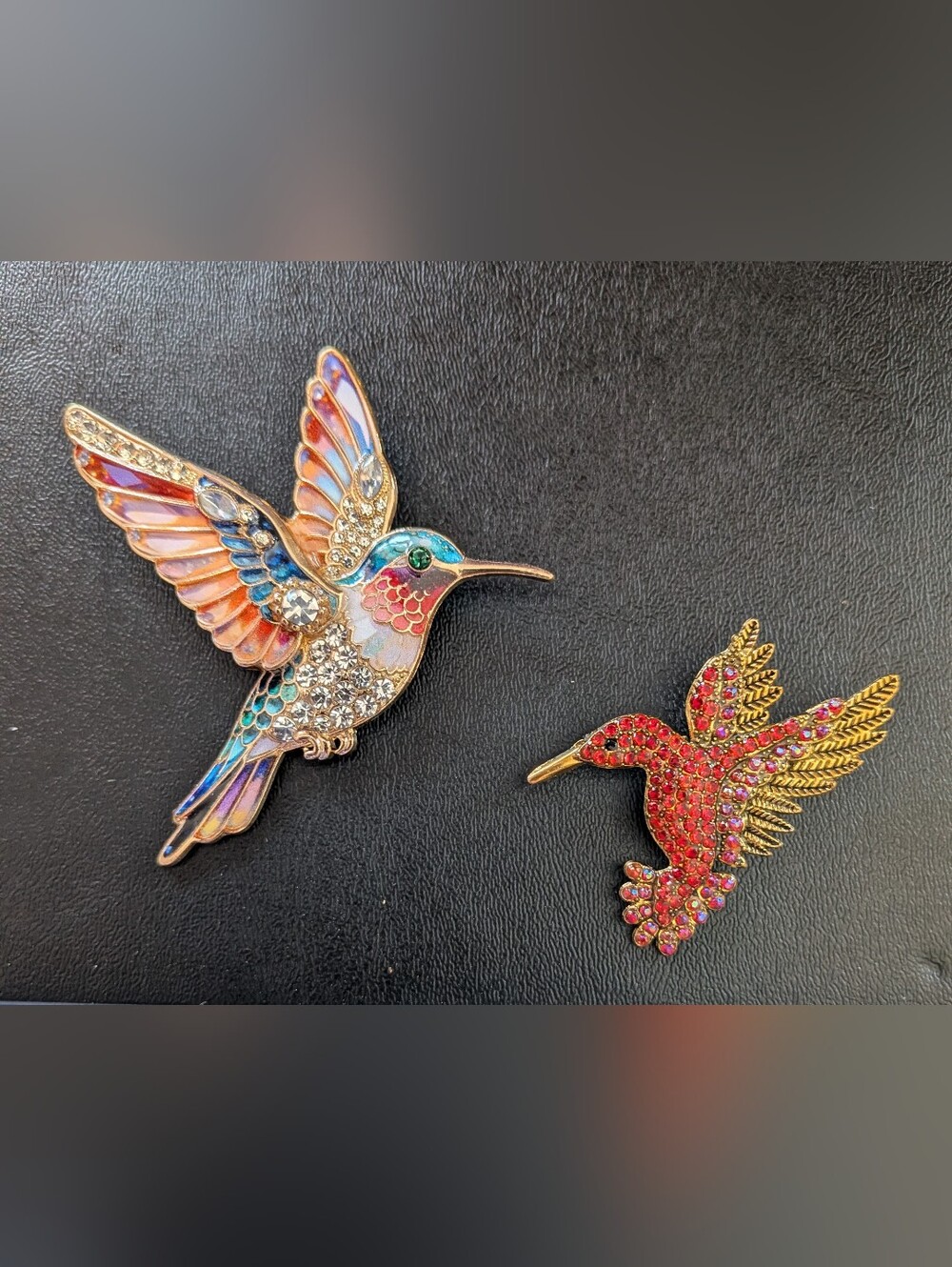 Stunning Colorful Hummingbird Bird Brooch Pin  And Cardinal Brooch.